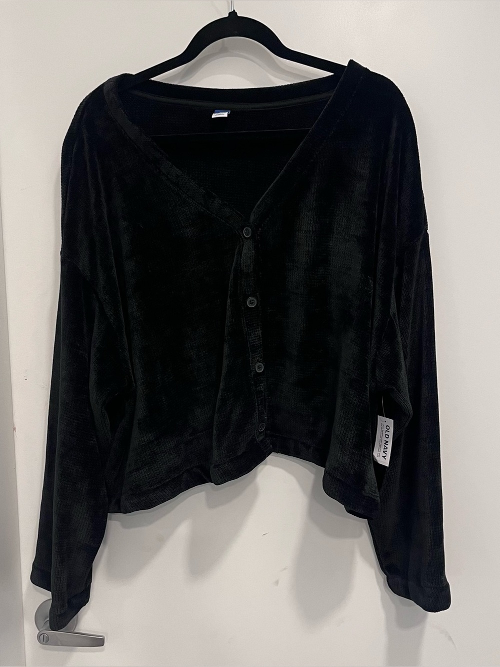 Old Navy Cozy Chenille Button-Down Top Black Velvet Women's 3X NWT
